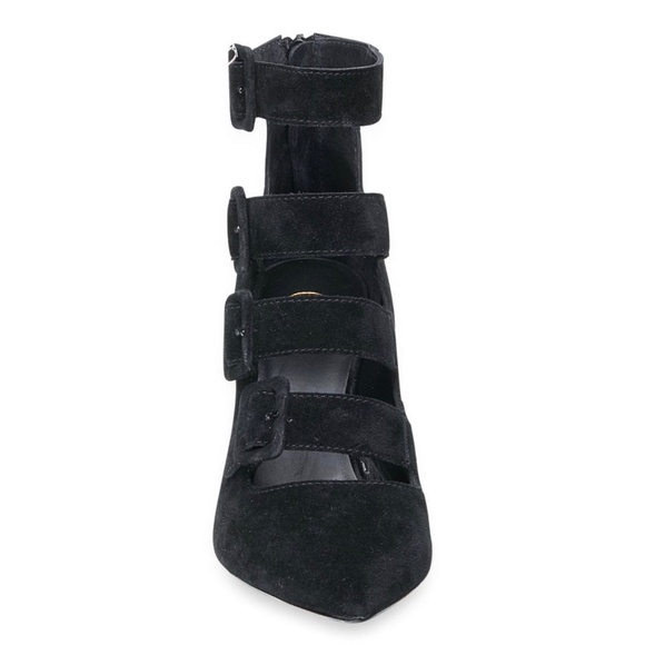ASH DOLBY Buckle Cone Heels Black Suede - Picture 2 of 9